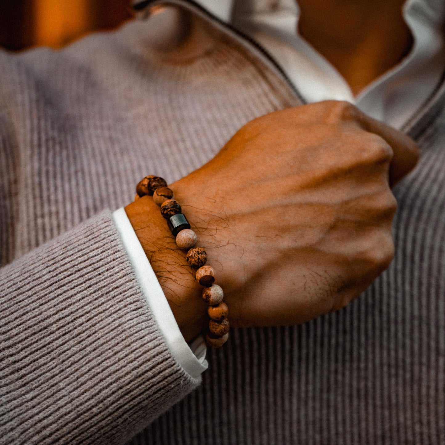 Rustic Sandstone Beaded Bracelet