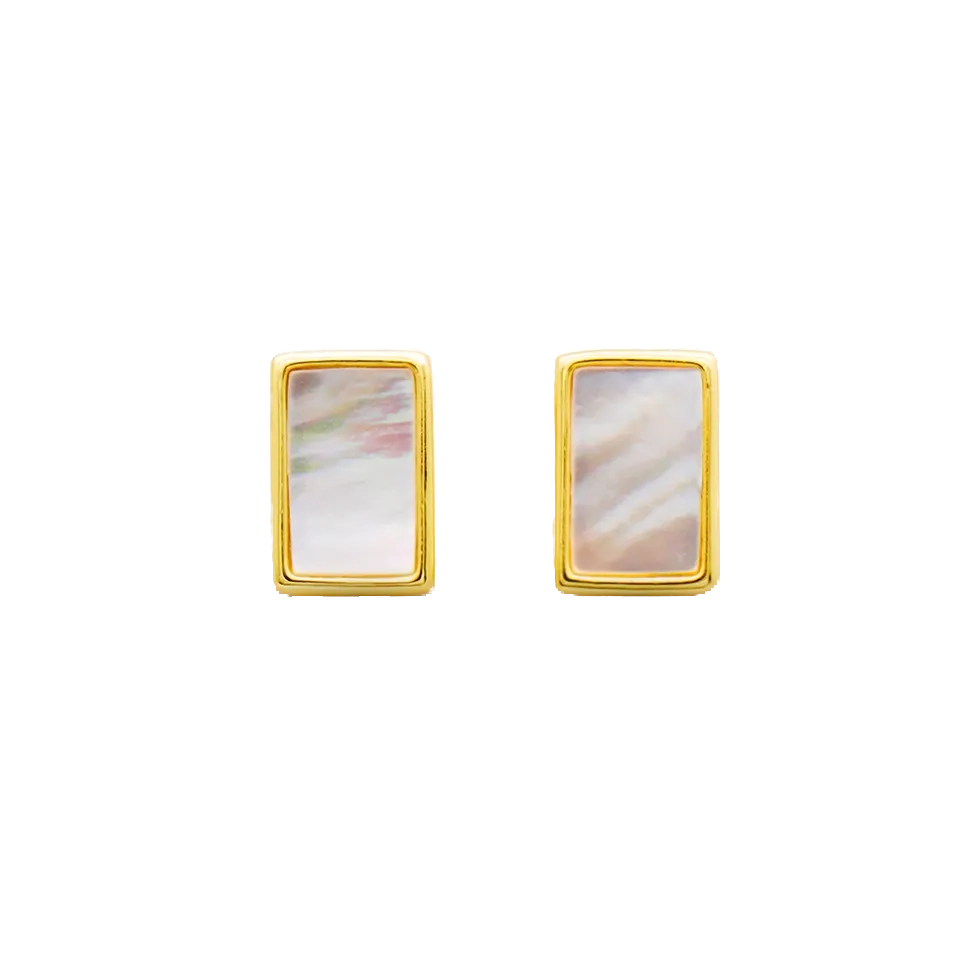 Rectangular Shell Stud Earrings