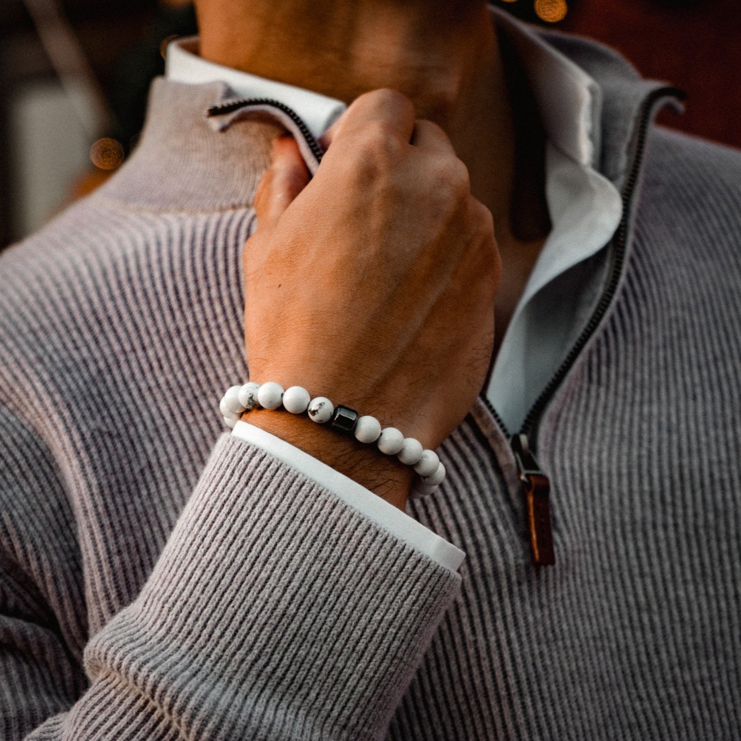 White Howlite Beaded Bracelet